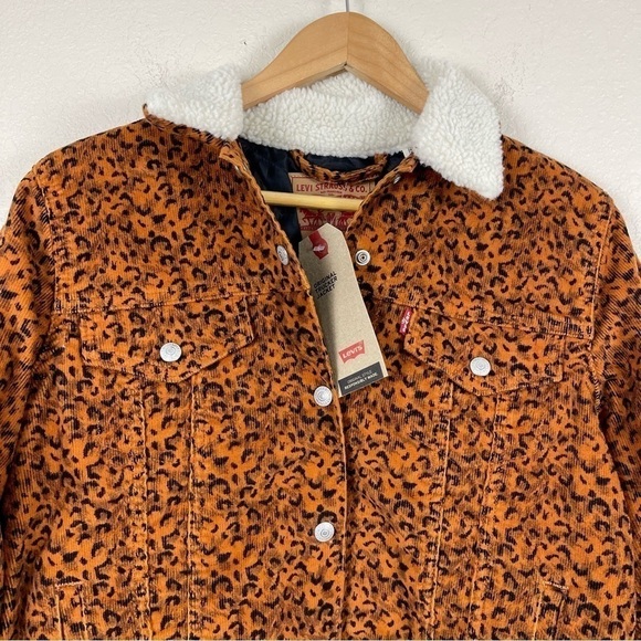 Levi’s Leopard Print Sherpa Tucker Jacket Size Medium Women IRREGULAR - Picture 5 of 15